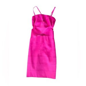 Hot pink bandage bodycon dress